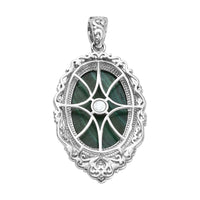 African Malachite Solitaire Pendant in Platinum Over Copper with Magnet 42.35 ctw