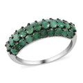 Socoto Emerald 3 Row Band Ring in Platinum Over Sterling Silver (Size 11.0) 2.25 ctw - Sticky add to cart bar