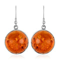 Baltic Amber Round Dangle Earrings in Sterling Silver 10.90 Grams - Sticky add to cart bar