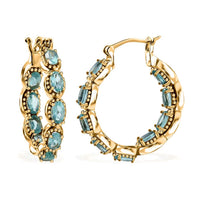KARIS Madagascar Paraiba Apatite Inside Out Hoop Earrings in ION Plated 18K YG 4.50 ctw