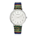 STRADA Japanese Movement Watch with Yellow and Green Pattern Faux Leather Strap - Sticky add to cart bar
