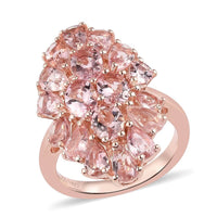 Blush Tourmaline Cluster Ring in Vermeil Rose Gold Over Sterling Silver 3.90