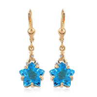 Caribbean Quartz and Natural White Zircon Celestial Earrings in Vermeil Yellow Gold Over Sterling Silver 7.25 ctw