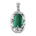 African Malachite Fancy Pendant in Platinum Over Copper 42.25 ctw - Sticky add to cart bar