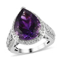 Moroccan Amethyst and Natural White Zircon Ring in Platinum Over Sterling Silver 10.00 ctw - Sticky add to cart bar