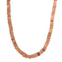 Peach Moonstone Beaded Necklace 20 Inches in Rhodium Over Sterling Silver 245.00 ctw
