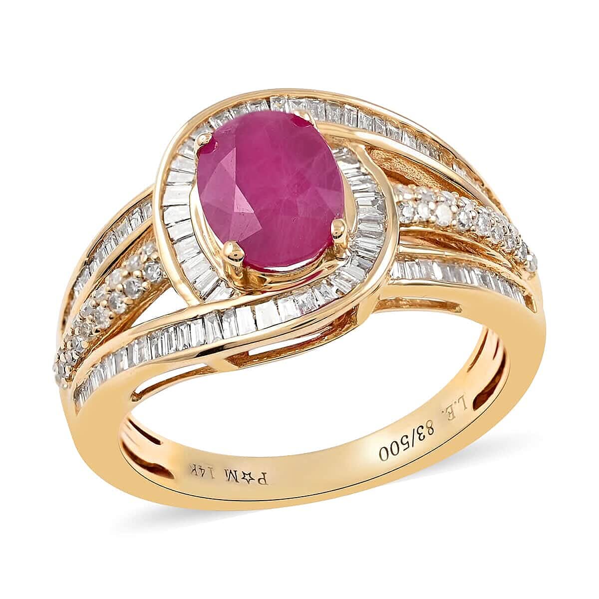 14K Yellow Gold Ruby and Diamond Ring (Size 7.0) 1.80 ctw