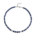Lapis Lazuli and Resin Beaded Necklace 18-20 Inches in Silvertone 143.00 ctw - Sticky add to cart bar