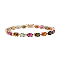 LUXORO 14K Yellow Gold AAA Multi-Tourmaline Tennis Bracelet (6.50 In) (2.90 g) 9.00 ctw