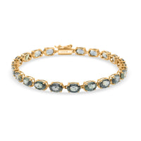 Luxoro AAA Natural Parti Sapphire 13.60 ctw Bracelet in 14K Yellow Gold (6.50 In)