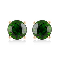 Certified & Appraised LUXORO 10K Yellow Gold AAA Natural Chrome Diopside Solitaire Stud Earrings 3.15 ctw