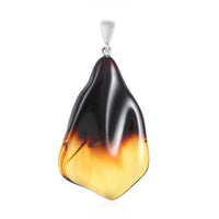 Baltic Amber Free Shaped Pendant without Chain in Sterling Silver