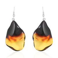 Baltic Amber Free Shaped Dangle Earrings in Sterling Silver