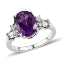 Moroccan Amethyst and White Topaz Ring in Platinum Over Sterling Silver (Size 6.0) 3.00 ctw