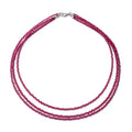 Mozambique Garnet Beaded Three Row Necklace 18 Inches with Lobster Lock in Sterling Silver 50.00 ctw - Sticky add to cart bar