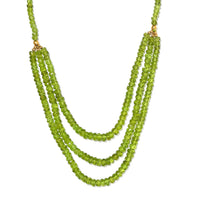 Arizona Peridot Multi Row Necklace 18-20 Inches in Vermeil Yellow Gold Over Sterling Silver 210.00 ctw