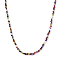 Multi Gemstone Beaded Necklace 18 Inches in Rhodium Over Sterling Silver 31.15 ctw