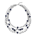 Lapis Lazuli Beaded Layered Necklace 20-24 Inches in Silvertone 54.00 ctw - Sticky add to cart bar