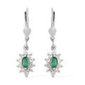 AAA Kagem Zambian Emerald and Natural White Zircon Lever Back Earrings in Platinum Over Sterling Silver 1.00 ctw - Sticky add to cart bar