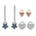 Multi Diamond Stud Earrings with Heart, Triangle and Star Charm in Vermeil YG and Platinum Over Sterling Silver 0.50 ctw - Sticky add to cart bar