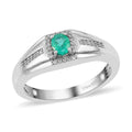 AAA Kagem Zambian Emerald and Natural White Zircon Men's Ring in Platinum Over Sterling Silver (Size 9.0) 0.50 ctw - Sticky add to cart bar