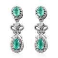 AAA Kagem Zambian Emerald and White Zircon Earrings in Platinum Over Sterling Silver 0.90 ctw - Sticky add to cart bar