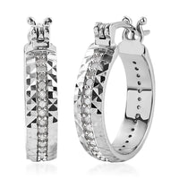 Diamond Classic Hoop Earrings in Sterling Silver