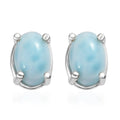Larimar Earrings in Sterling Silver, Larimar Solitaire Earrings, Silver Solitaire Studs 1.01 ctw - Sticky add to cart bar