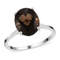 Brazilian Smoky Quartz Solitaire Ring in Sterling Silver (Size 5.0) 2.50 ctw