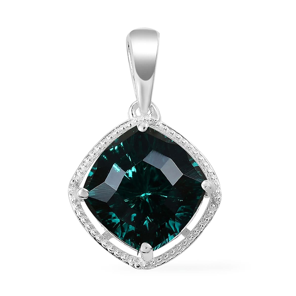 Emerald Crystal Solitaire Pendant in Sterling Silver
