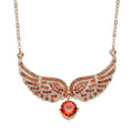 Simulated Orange Sapphire and Orange Color Austrian Crystal Angel Wings Necklace in Goldtone 20.5-22.5 Inches - Sticky add to cart bar