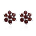 Natural Thai Black Spinel Floral Earrings in Sterling Silver 1.00 ctw - Sticky add to cart bar
