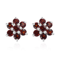 Natural Thai Black Spinel Floral Earrings in Sterling Silver 1.00 ctw