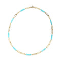 Amazonite Beaded Paper Clip Chain Necklace YG (20 Inches) in Stainless Steel 6.00 ctw - Sticky add to cart bar