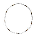 Yellow Tiger's Eye Beaded Paper Clip Chain Necklace (20 Inches) in Stainless Steel 6.00 ctw | Tarnish-Free, Waterproof, Sweat Proof Jewelry - Sticky add to cart bar