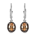 Premium Ceylon Imperial Garnet 2.35 ctw Leverback Earrings in Platinum Plated Sterling Silver, Zircon Halo Earrings, Coffee Zircon Dangle Earrings For Women - Sticky add to cart bar