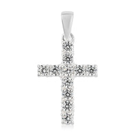 Simulated Diamond Cross Pendant in Sterling Silver 1.25 ctw