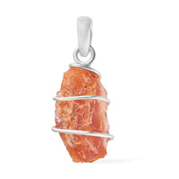 Rough Cut Fire Opal Fancy Pendant in Sterling Silver 7.35 ctw