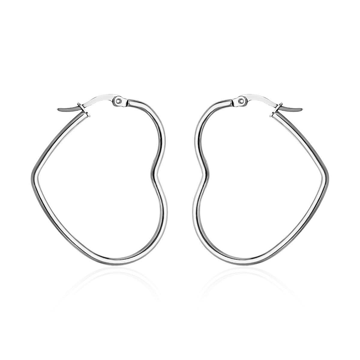 Heart Shaped Hoop Earrings in Stainless Steel