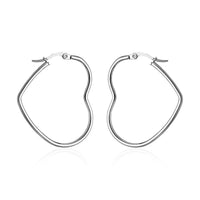 Heart Shaped Hoop Earrings in Stainless Steel