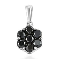 Pressure Set Black Diamond Floral Pendant in Platinum Over Sterling Silver 1.00 ctw - Sticky add to cart bar