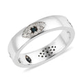 GP Blue Diamond and Diamond Band Ring in Platinum Over Sterling Silver (Size 10.0) 0.33 ctw - Sticky add to cart bar