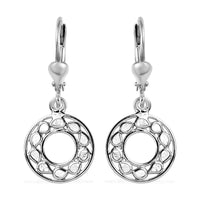 Polki Diamond Lever Back Hexagon Earrings in Sterling Silver 0.25 ctw