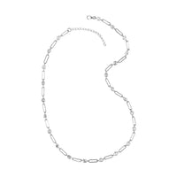 Polki Diamond Necklace in Sterling Silver, Paper Clip Necklace, Silver Chain Necklace (18 Inches) 5.00 ctw