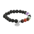 Multi Gemstone Beaded Chakra Stretch Bracelet with Tree of Life Charm in Silvertone 25.00 ctw - Sticky add to cart bar