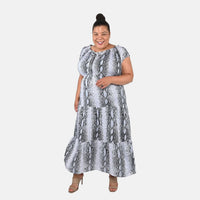 Tamsy Pink Rayon Tropical Printed Maxi Dress - One Size Fits Most