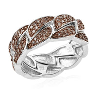 Natural Champagne Diamond Ring in Platinum Over Sterling Silver (Size 10.0) 0.50 ctw