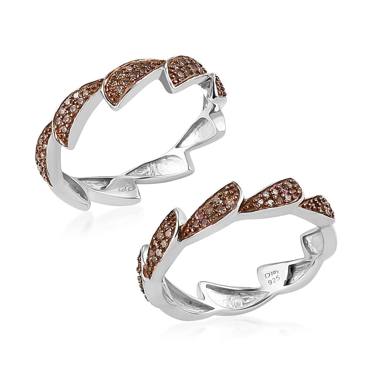 Natural Champagne Diamond 0.50 ctw Ring in Platinum Over Sterling Silver (Size 8.0)