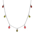 Multi Color Tourmaline Teardrop Charm Necklace 18 Inches in Sterling Silver 8.90 ctw - Sticky add to cart bar