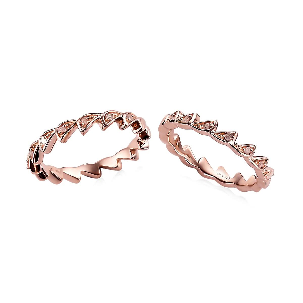 Natural Pink Diamond Stackable Band Ring in Vermeil Rose Gold Over Sterling Silver (Size 11.0) 1.00 ctw (1)